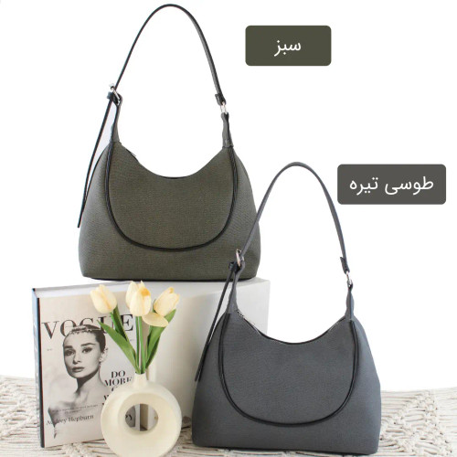 کیف زنانه رنگ طوسی تیره و سبز
