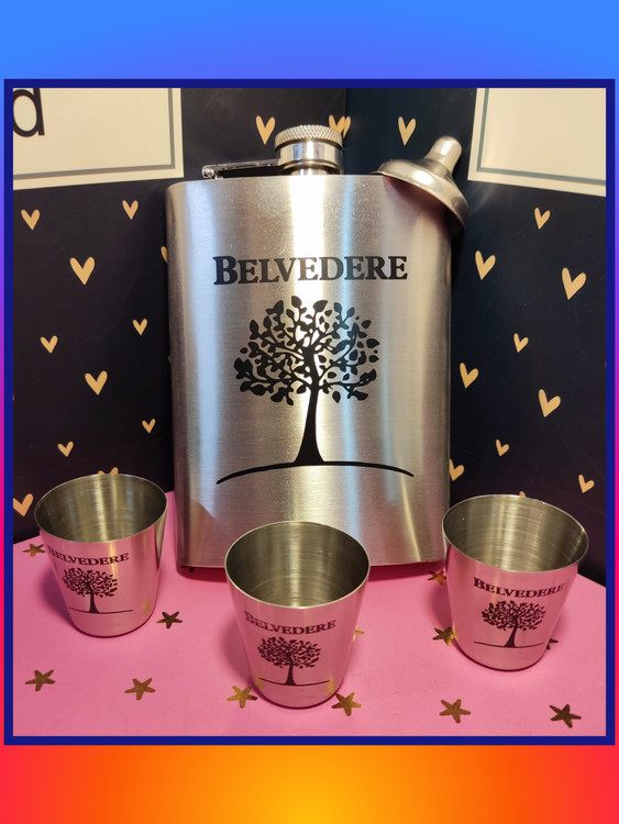 اندازه بطری جیبی تمام استیل و سه عدد شات استیل