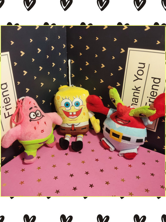 س عدد عروسکو اویز باب اسفنجی و پاتریک و آقای خرچنگ