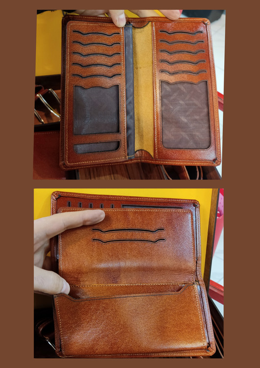 کیف بلند پالتویی که جای مخصوص موبایل دارد و جای زیاد عکس و مدارک و کارت دارد