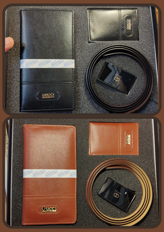 ست کیف بلند پالتویی و کمربند و جای کارت گوچی