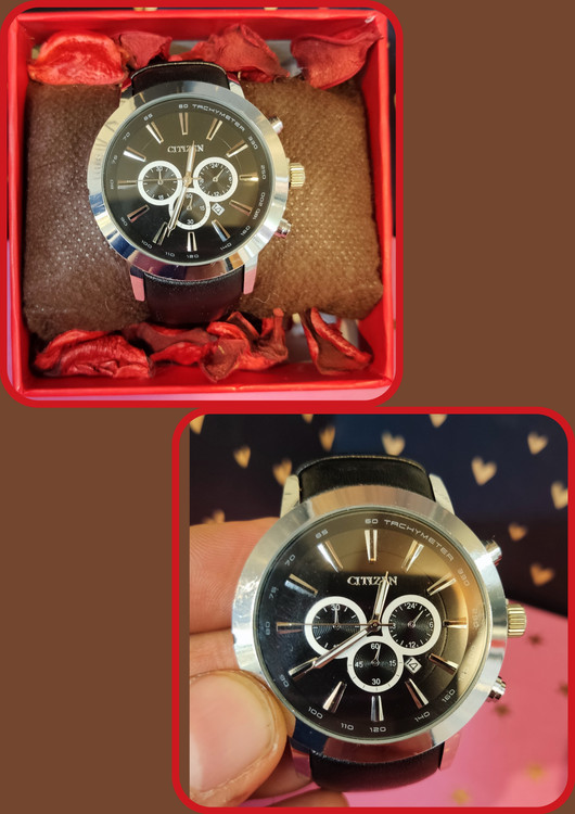 صفحه مشکی و نقره ای بند چرم طبیعی مشکی