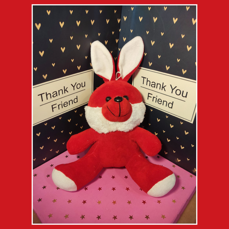 خرگوش ولنتاینی قرمز و سفید زیبا ۳۳ سانتیمتری