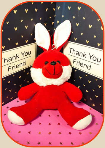 خرگوش قرمز و سفید زیبای ولنتاینی ،ارتفاع ۳۳ سانتیمتر