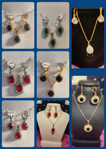 انواع نیم ست استیل نگین رنگی