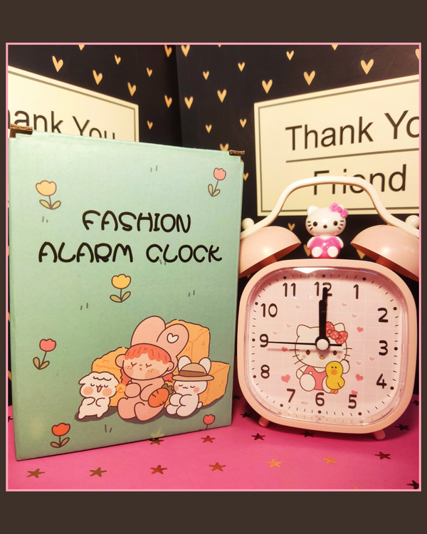 ساعت رومیزی کیتی ،رنگ صورتی و جعبه ساعت