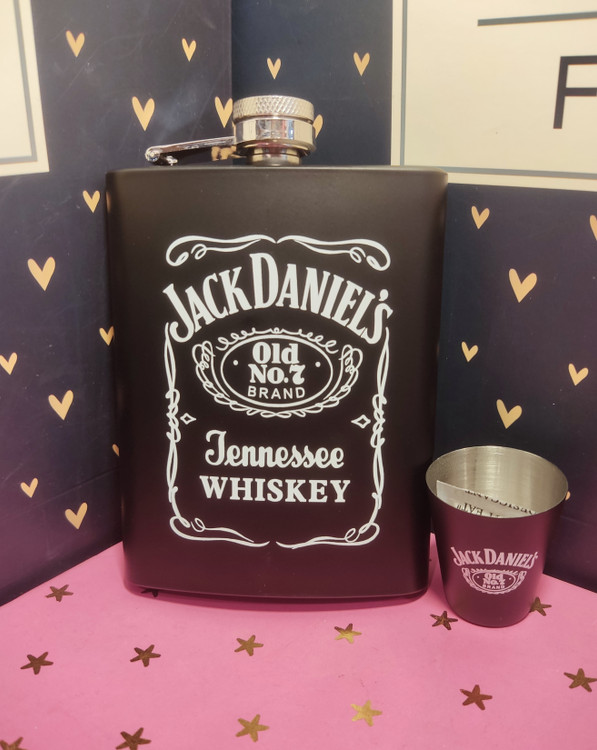 بطری استیل جیبی به همراه شات jack Daniels
