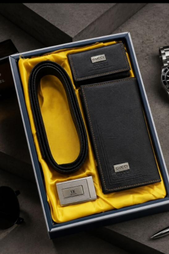 ست کیف بلند و جای کارت و کمربند برند گوچی Gucci